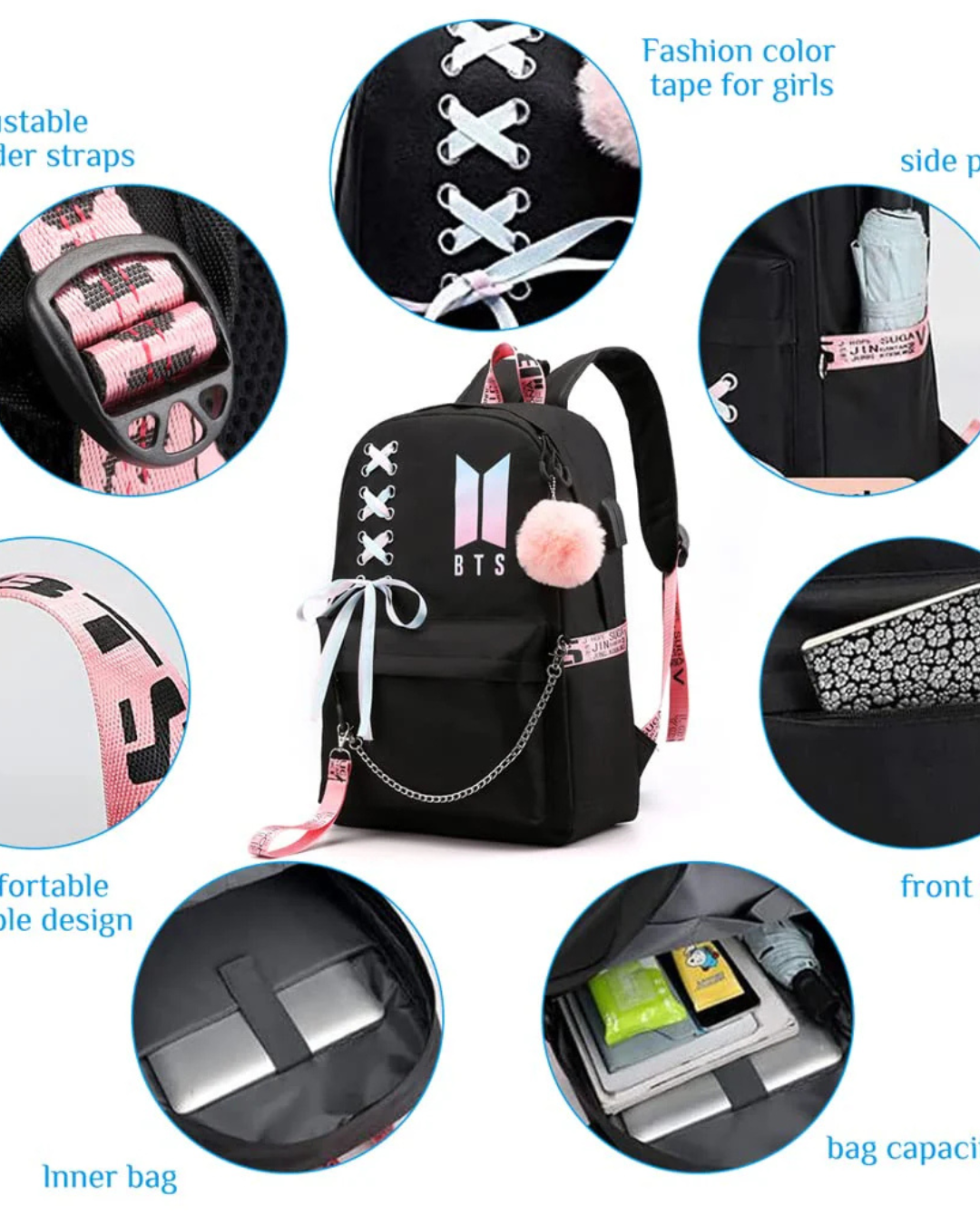 Mochila Bts Color Negro